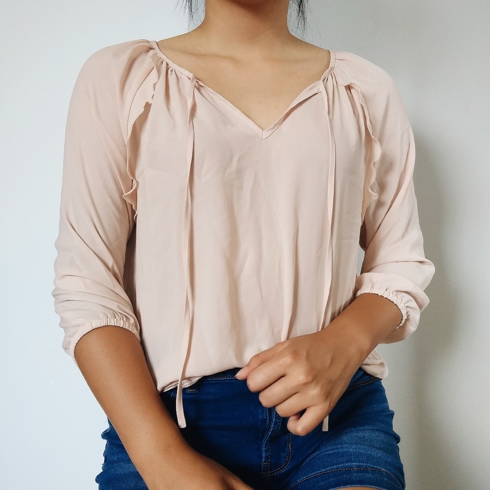 Sheer Chiffon Ruffle Blouse